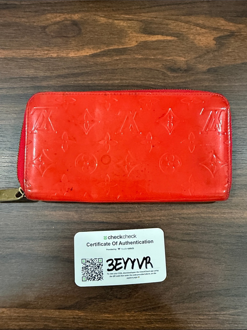 Louis Vuitton Red Vernis Monogram Zip Wallet